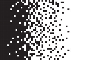 Dissolve pixel disperse blocks. Dust fragment, broken dots texture. Fractured disperse. Mosaic filled square dotted abstract pattern