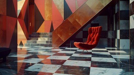 the allure of contemporary luxury in a hotel suite with carefully selected 3D geometric patterns and serene ambiance.
