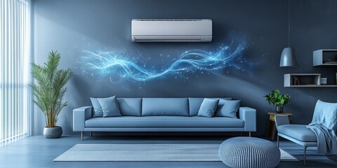 Modern Air Conditioning Unit Cooling a Bright Room