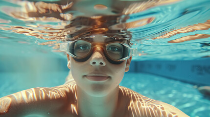 Fototapeta premium Underwater Picture of Female Swimmer Training: Underwater image of a female swimmer 