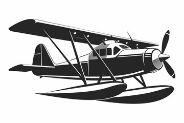 seaplane silhouette vector illustration