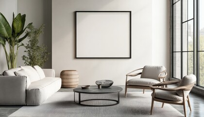 Modern Living Room Interior Design with Minimalist Decor and Large Window.