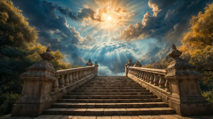 Obraz premium Spiritual Journey: A Stairway to the Heavens