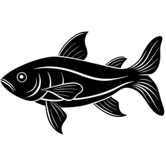 catla fish silhouette Vector
