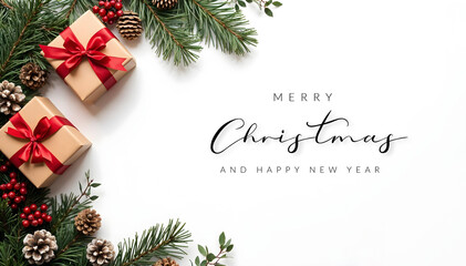 Elegant christmas greeting card on white background