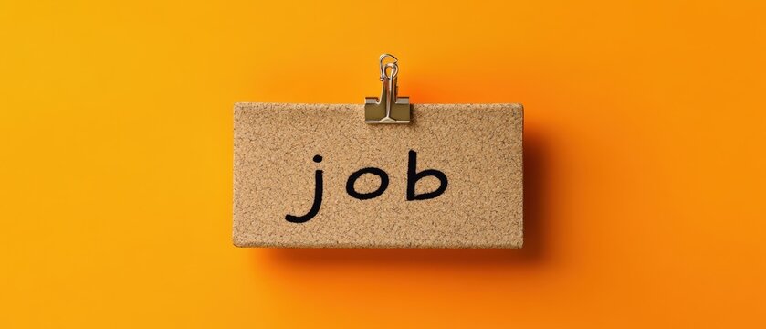 Close-up of a planner with "job" search tasks organized by platform, orange isolated background, studio lighting