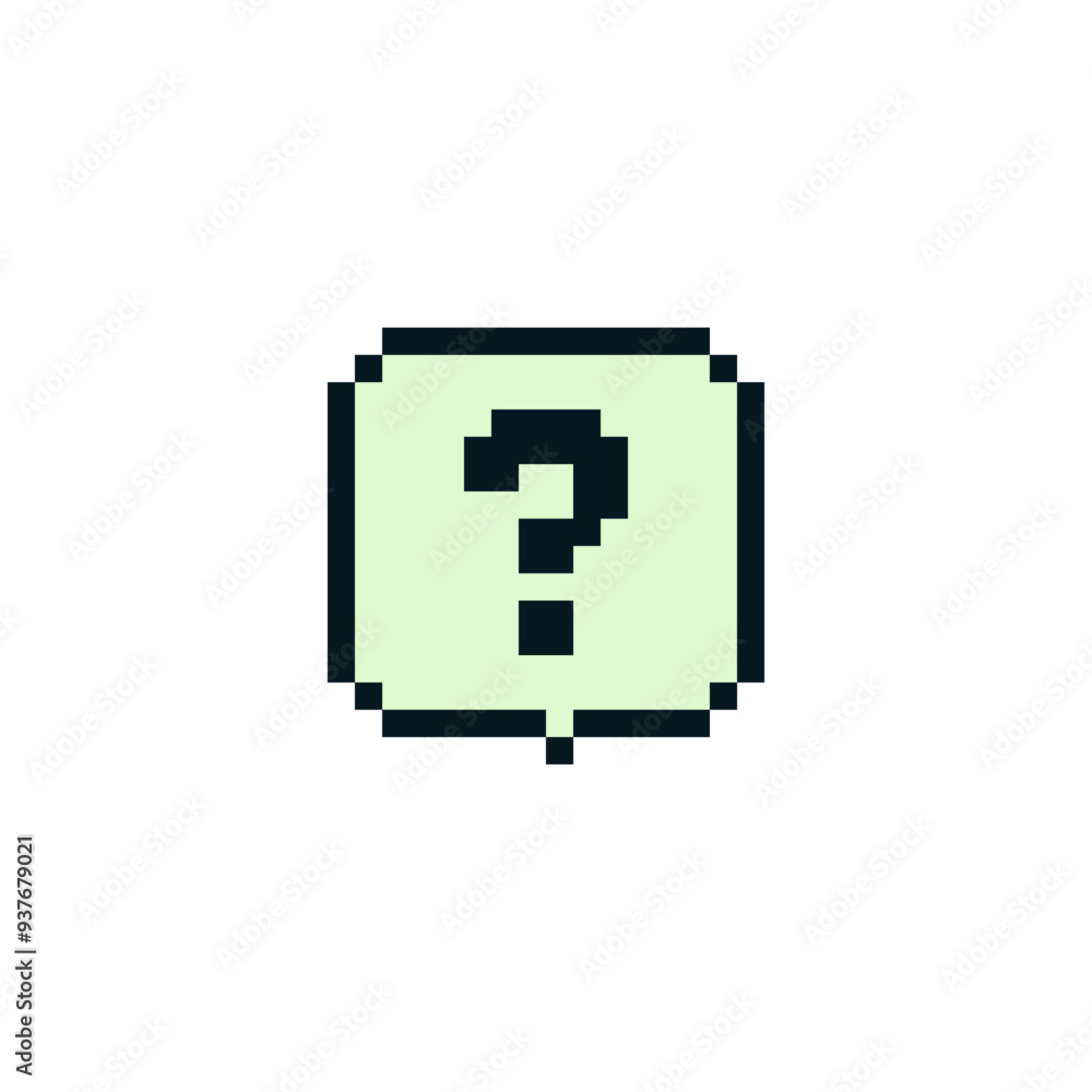 Poster question mark help icon pixel art style, ask. isolated vector illustration. game assets 8-bit sprite