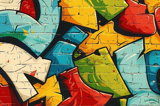 Fototapeta The vibrant energy of urban street art. Generative AI