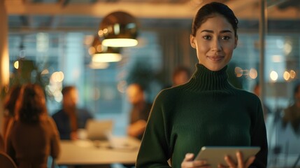 Fototapeta premium The woman with a tablet