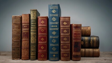 Naklejka premium stack of books on a shelf