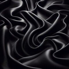 Fototapeta premium Black silk fabric texture background 