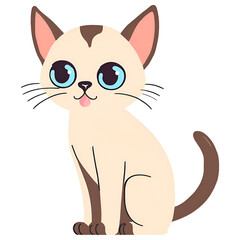 Cute cartoon kitten sitting on its paw, smiling with a fluffy tail, perfect for pet-themed designs