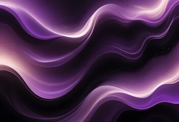 Flowing purple, violet, and black abstract background with soft, wavy shapes and subtle sparkles
