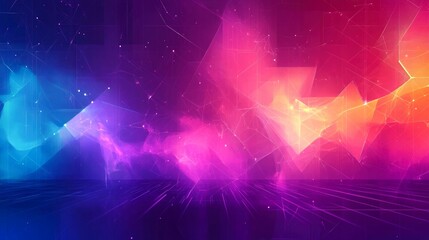 Abstract Neon Background with Geometric Shapes and Lines