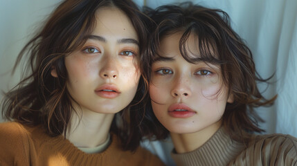 秋冬のファッションに身を包んだ日本人女性