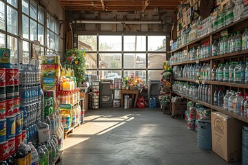 Community Recycling Hub: An image of a centralized recycling center where residents drop off recyclable materials