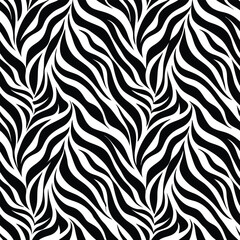 Zebra skin background seamless vector pattern featuring black and white animal print design, perfect for fabric, fashion, and textile applications with a bold and stylish look