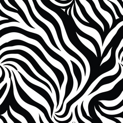 Zebra skin background seamless vector pattern featuring black and white animal print design, perfect for fabric, fashion, and textile applications with a bold and stylish look