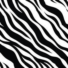 Zebra skin background seamless vector pattern featuring black and white animal print design, perfect for fabric, fashion, and textile applications with a bold and stylish look