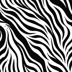 Obraz premium Zebra skin background seamless vector pattern featuring black and white animal print design, perfect for fabric, fashion, and textile applications with a bold and stylish look
