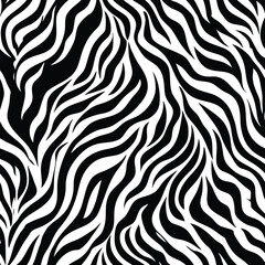 Obraz premium Zebra skin background seamless vector pattern featuring black and white animal print design, perfect for fabric, fashion, and textile applications with a bold and stylish look