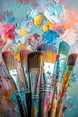 Colorful Brushes on Abstract Painted Background