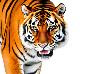 Naklejka premium Bengal tiger on white background. Generative AI Illustration