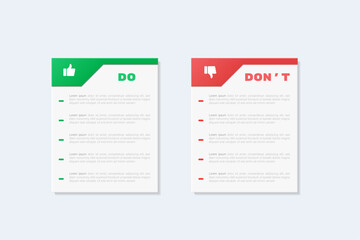 Dos and don'ts infographic. Comparison Infographic Design Template