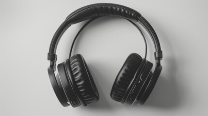 Black Headphones on a White Background.