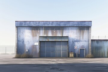 Factory's exterior, featuring clean lines, innovative architecture, and eco-friendly features. Beautiful simple AI generated image