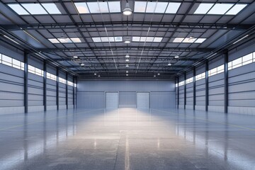 Factory's exterior, featuring clean lines, innovative architecture, and eco-friendly features. Beautiful simple AI generated image