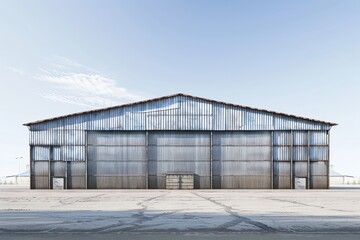 Factory's exterior, featuring clean lines, innovative architecture, and eco-friendly features. Beautiful simple AI generated image