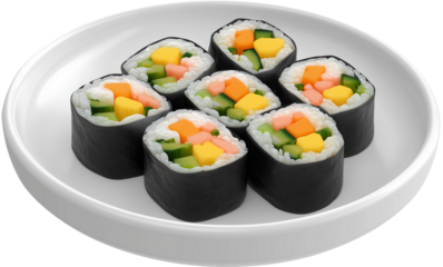 3D simple icon Korean Gimbap, 한국 김밥 아이콘, 한국 김밥, 김밥 icon, 김, 한국음식, Korean food, 한국 음식 아이콘, 김밥 조각, 흰접시