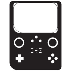 Game Console Silhouette Isolated on White Background. Vintage Design Style, Flat Vector Illustration.