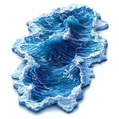 Fototapeta premium 3D Render of a Blue Ocean Wave with White Foam