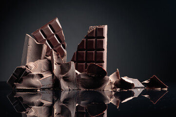 Pieces of dark chocolate.