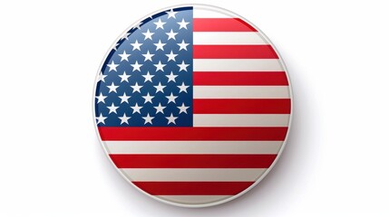 Fototapeta premium an american flag clipart, in a circle frame, badge design, clean and simple, isolated on white background