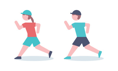 ランニングをする男性　女性