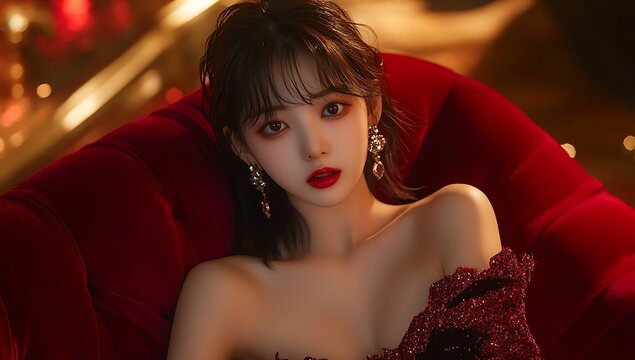 Asian Girl on a Sofa