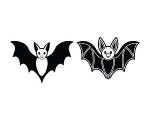 Halloween bat vector. Black silhouette Halloween bat vector illustration, 