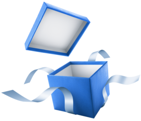 Pink open gift box with ribbon isolated