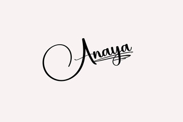 illustration of a card of Anaya name signature with beautiful and stylish font