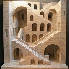 a model of a building made out of stone