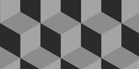 Abstract black and gray style minimal blank cubic. Geometric pattern illustration mosaic, square and triangle wallpaper. Seamless cube technology business concept.	