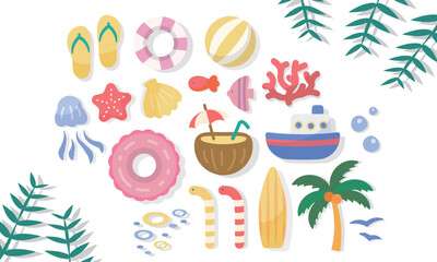 夏のかわいいイラストセット