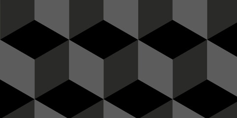 Abstract black and gray style minimal blank cubic. Geometric pattern illustration mosaic, square and triangle wallpaper. Seamless cube technology business concept.	