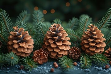 Fototapeta premium christmas wooden natural decoration ornament wide horizontal banner