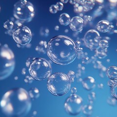 Naklejka premium many bubbles floating in the air on a blue background