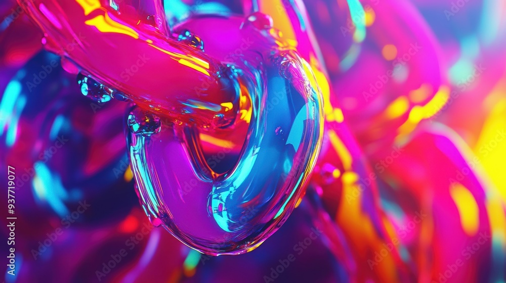 Poster dynamic swirls of colorful neon light create captivating abstract patterns in a dark environment, en