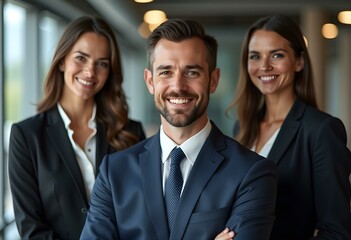 Smiling Confident Business Team Portrait